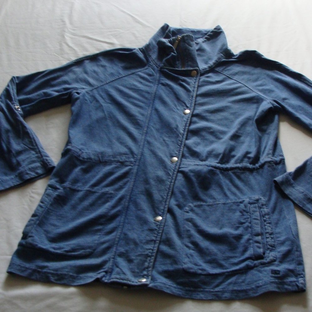 TOMMY HILFIGER Blue Long Sleeve Full ZIP & Snap "ATHLUXE" Jacket Sz Medium